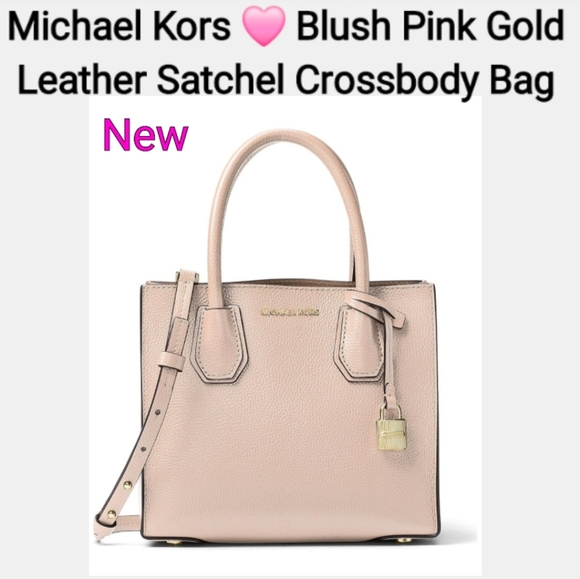 Michael Kors Blush Pink Leather Satchel Crossbody Bag - 30F6GM9M2L-187 - Picture 1 of 16